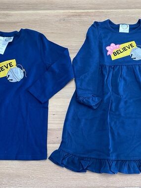Girls polar express themed Dress (6) and boys long sleeve shirt (8)